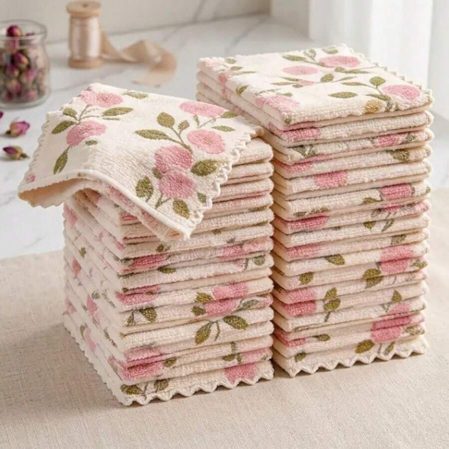 8pcs Coral Fleece Reusable Cleaning Cloths, Super Absorbent Quick-Dry ...