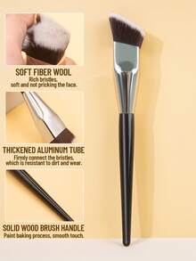 SEPROFE Angled Foundation Brush, Makeup Brush, Square Design Fits Face Seamlessly For Natural Finish, Dense Soft Fibers For Easy Application To Create Flawless Skin, Premium Texture, Daily Facial Makeup Tool - Black - View 3