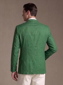 Men's Casual Blazer, Bright Green, Single Button, Notch Lapel, Light Business Style, Wedding, Vacation, Slim Fit Single-Breasted Jacket - Green - View 2
