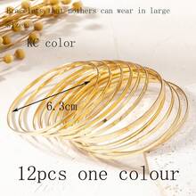 12pcs Luxury Niche Design Metal Bestselling Versatile Stackable Thin Bracelets - Multicolor - View 20