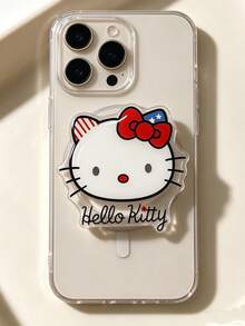 SANRIO 1pc Multi-Functional Cartoon Cat Acrylic Airbag Phone Stand, Multiple Cute Cat Pattern Sets, Transparent Acrylic Material, Foldable And Retractable Airbag, Self-Adhesive For Phone Back, Supports Horizontal And Vertical Video Playback, With Support, Finger Ring Grip And Anti-Drop Function, Creative Holiday Birthday Gift, Unisex, Ideal For Daily Use And Gifting - Multicolor - View 2