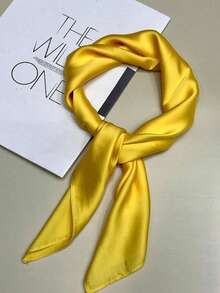 1pc Square Scarf Comfortable Plain And Elegant Unique Classic Spring And Autumn New All-Match Good-Looking Daily Comfortable Fashion Women's Scarf - Yellow - View 2
