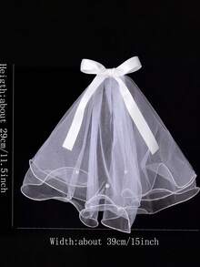 1pc Pet Wedding Dress And Headpiece Set, For Cats And Dogs - White - View 2