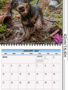 2027 12-Month Desktop Calendar, Playful Dachshund Funny Monthly Flip Calendar, Cute Dog Desktop Calendar, Dachshund Lover Gift - Multiple Styles - View 5