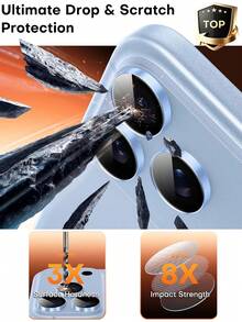 3入組 [2026新款] 9H+ 鋼化玻璃相機鏡頭保護貼，相容 iPhone 18 Pro Max/18 Pro/Duo/17 Pro Max/17 Pro/17/16 Pro Max/16 Pro/16 Plus/16/15/14/13/12/11 Pro Max – 天藍色，高透光率、真實色彩還原、防刮、防指紋、無氣泡、易安裝、相容手機殼 - 淺藍色 - 查看 3