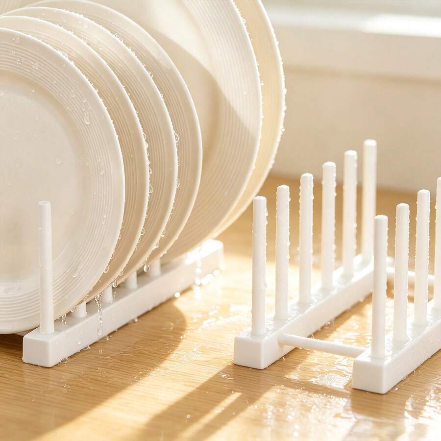 Giá phơi bát đĩa đứng đa năng màu trắng tinh khôi, kệ lưu trữ bát đĩa trên mặt bàn bồn rửa bếp, thoát nước thông thoáng giữ khô ráo và vệ sinh, dụng cụ tiết kiệm không gian tủ, thiết kế tối giản dễ vệ sinh, phù hợp cho bếp gia đình - Xem 1