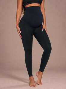 Women's Maternity High Waist Belly Wrap Leggings, Cloud-Soft Shaping Maternity Pants - Black - View 4