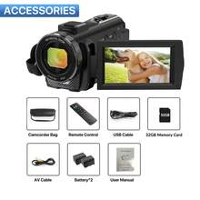 Nicamery Vlog Camera 1080P Full HD 24MP Video Recorder Portable Digital Camera For Home Use 16X Digital Zoom 3.0-Inch IPS 270-Degree Rotating Screen Video Blog Camera With Anti-Shake And Flash For Travel Recording And Meeting Interviews With 32GB Memory Card - Black - View 7