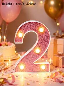 16cm Light Up LED Marquee Number Sign, Warm White Battery‑Operated Digit Light, Tabletop Decor Number Light, 16th 18th 21st 30th 40th 50th Birthday Wedding Proposal Anniversary Christmas Xmas Holiday Party Photo Backdrop Decor Number Night Light - 16cm Deep Pink - View 22