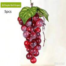 5pcs/Set Artificial Grape Clusters With Leaves, PVC Frosted Fake Grapes For Wedding, Home, Kitchen, Party Decor, Photography Props - Black - View 18