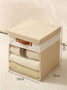 1Pc Foldable Fabric Storage Bin, Non-Woven Visible Clothes Organizer Box, For Closet Bedroom Sundries Arrangement, Household Home Storage Container Christmas Decoration Items Storage Foldable Clothing Storage Box Winter Essentials Christmas - Multicolor - View 15