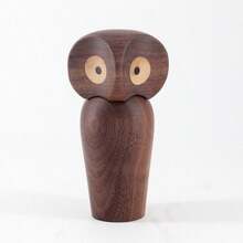 1pc Nordic Solid Wood Entryway Decor Wooden Home Craft Birthday Gift Rustic Owl Figurine - Multicolor - View 7
