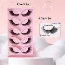 1PC Asiteo 5 Pairs Half-Strip False Eyelashes, Transparent Band With Cat Eye Tail Extension, Natural & Delicate Faux Mink Lashes, Fluffy & Soft, For Natural Makeup Look - A - View 6