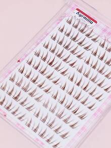 Brown Sunflower Pre-Glued Cluster Lashes No Glue Needed Self Adhesive Individual False Eyelashes Natural Wispy DIY Eyelash Extensions Reusable Segmented Lashes For Daily Makeup - C - View 5