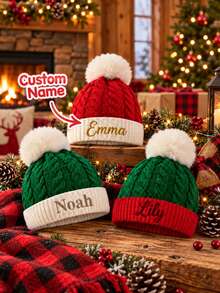 Customized Santa Hat, Christmas Knit Hat, Personalized Santa Hat, Christmas Party Hat, Embroidered Santa Hat, Christmas Gift - Multicolor - View 2