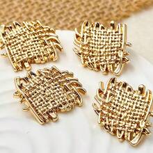 10pcs 18/20/23mm Gold Square Buttons, Woven Texture Metal Buttons, Sewing DIY Crafts - Gold Square - View 5