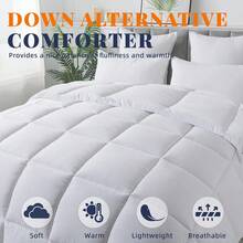 Edredón de plumón sintético blanco, tamaño completo, para todas las estaciones. - Una almohada de talla única - Ver 4
