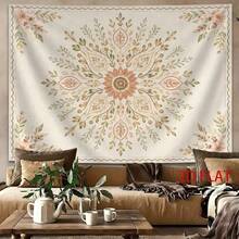 1pc Tapestry Retro Floral Mandala Tapestry, Soft Warm Tone Decorative Art Piece For Home Wall Hanging - Multicolor - View 3
