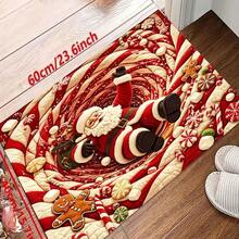 Christmas New Best Seller - Daily Decoration - Holiday Decoration - Christmas - Santa Claus & Gingerbread Man Print - Candy Theme Doormat - Soft Flannel 900g/M², Machine Washable, Durable, Easy To Clean, Suitable For Indoor Doormat, Outdoor Doormat, Home Decor, Christmas Party Decoration, Living Room Rug, Bedroom Rug, Kitchen Rug, Area Rug, All Season Use - Multicolor - View 13