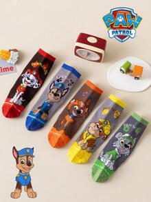 1/5/10 Pairs Paw Patrol Colorful Contrast Kids Socks, Simple Puppy Design, Winter Mid-Calf Socks, Fun Christmas Children's Socks - Multicolor - View 7