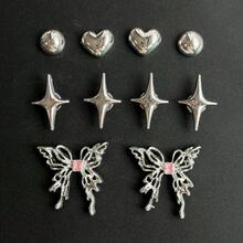 10pcs INS Style Metallic Hollow Butterfly Shoe Charms, Suitable For Slippers, Sandals, Casual Shoes, Cute Creative Party Gift - Silver - View 4