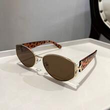 1pc Women's New Old Money Style Tea Color Vintage Cat Eye Glasses Frame, Commute Versatile Eyewear - Multicolor - View 5