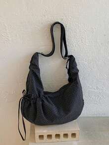 1pc Plaid Print Minimalist Casual Shoulder Bag Large Capacity Daily Crossbody Bag - Multicolor - View 11