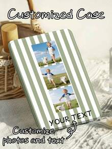 Personalized Photo Striped Protective Case Compatible With Kindle Paperwhite 12th Gen (2024 Release) / Kindle (11th Gen, 2024 Release) / Kindle Paperwhite 12th Gen 2024 Release, Clara Color Edition And Clara Black & White Edition, Customizable With 3 Photos, Multiple Striped Color Options, Protective Cover Supports Sleep/Wake Function - Multicolor - View 2