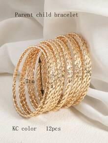 12pcs Luxury Niche Design Metal Bestselling Versatile Stackable Thin Bracelets - Multicolor - View 14