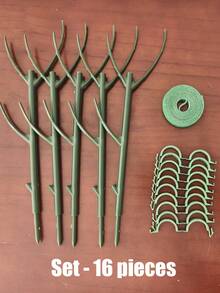 1/7/16/32pcs Bamboo Plant Support Stakes Set With Hook And Loop Ties And Clips, Stackable Tall Poles For Climbing Plant Stem Support, Plant Accessories Gardening Supplies Indoor Plant Rack - A - View 13