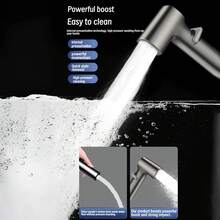 Handheld Bidet Sprayer + Hose Set, 59 Inch Retractable Flexible Spring Hose High Pressure Toilet Sprayer, Multi-Function Bathroom Handheld Sprayer, Suitable For Toilet Cleaning, Pet Bathing, Floor Cleaning - 2pcs/set - View 3