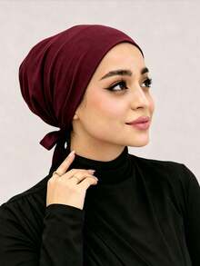 CONFLASS 1PC Women's Fashion Solid Color Elastic Tie Headwrap Scarf Bandana Headscarf For Daily Wear - 01-black - View 11