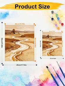 DIY Paint By Numbers Kit, Winding River In Autumn Countryside, Hand-Painted Oil Painting Canvas Wall Art Home Decor Gift - A - View 5