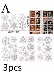 3pcs Silver Glitter Snowflake Window Stickers, Static Christmas Window Decals, Winter Home Decor Snowflake Stickers, Reusable Glue-Free Snowflake Stickers, Suitable For Glass Doors And Mirrors, Winter Christmas Home Decoration - Multiple Styles - View 11