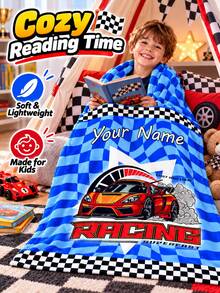 1pc Personalized Customized Text Blanket, Racing Pattern Commemorative Blanket, Wall Hanging, Photo Portrait Blanket Design, Suitable For Girls, Boys, Adults, Valentine's Day, Lightweight, Baby Blanket, Suitable For Mother's Day, Birthday, Children's Day, Father's Day, Graduation, Wedding, Christmas, Halloween - Multicolor - View 11