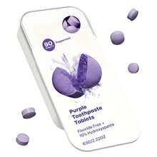 Toothpaste Tablets With 10% Hydroxyapatite And PAP | Fluoride-Free, SLS-Free, Vegan | Purple Tone Correcting Formula | 90 Chewable Tablets/Bottle - Mint - View 1