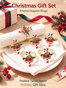 Tkvega • Home 12pcs Christmas Cane Napkin Rings, Christmas Napkin Rings And Napkins Set, Christmas Dinner Table Decor, Suitable For Room Decoration, Table Decor, Home Decor, Perfect For Christmas, Party, Birthday, Wedding And Dinner Buffet Table Elegant Minimalist Decoration - Multicolor - View 2