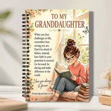 For My Beautiful Granddaughter A5 Spiral Notebook, 1pc Sentimental Journal Cover With Reading Granddaughter Artwork, Roses, Butterflies, Garden Flowers, Encouragement Quotes, Believe In Yourself Ribbon And Keepsake Gift Style,Pen Not Included - One Book (50 Pages, 100 Pages) - View 6