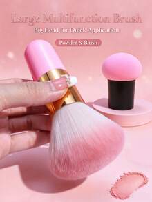 1pc Large Multi-Function Makeup Brush Pink Fluffy Powder Brush Loose Powder Brush Blush Brush Portable Beginner Makeup Tool - Pink - View 13