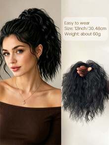 Fluffy Curly Bob Wig, Synthetic Heat-Resistant Ponytail Hair Extensions, Suitable For Daily Wear, Increase Hair Volume, Halloween - Multicolor - View 9