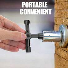 1pc Heavy Duty Zinc Alloy 4-Way Water Pipe Key With Hex Shaft - Industrial Grade Multi-Function Wrench For Water Meters, Coolers, Electrical Control Boxes, Gas Valve Locks And Faucets - Durable Metal Construction, Ergonomic Grip, Precision Engineering, Water Meter Tool, Sturdy Tool Design, High Quality Tool, Plumbing Tool, Cross Wrench, Triangle Wrench, Adjustable Wrench, Adjustable Wrench, Pipe Tool - Wrench - View 2