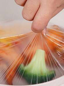 100pcs Transparent PE Material Disposable Food Covers, Vegetable Covers, Fruit Fresh-Keeping Film Covers - White - View 6