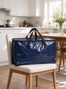 Large Capacity Reinforced Zippered Flap Foldable Storage Bag, Clothing Storage Box, Portable Storage Container, Closet Organizer, Suitable For Bedroom, Storage Room, Wardrobe, Bedding And Clothing Sorting Storage, Space-Saving Home Essential - Dark Blue - View 7