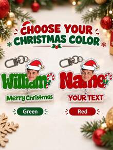 Personalized Christmas Keychain, Custom Name Acrylic Keyring, Photo Bag Charm, Gift For Kids Family Friends, Holiday Stocking Stuffer - Multicolor - View 4