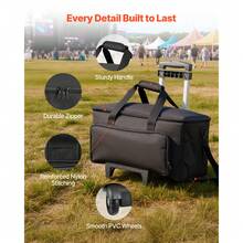 Bolsa para DJ con Ruedas 50 x 24 x 26 cm, Bolsa de Viaje para Cables 1680D Acolchada con 6 Divisores Desmontables, Impermeable, Resistente al Desgaste para Accesorios Equipos de Sonido Músicos - Negro 50 x 24 x 26 cm - Ver 6