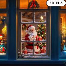 2D Flat 1pc Banner Happy Christmas Festival Covered Window Cover Decoration Hanging Banner. Santa Claus Gift Giving And Exquisite Gift Box Theme. Home Living Room And Commercial Storefront. Suitable For Outdoor And Indoor Use. - 16 - View 5