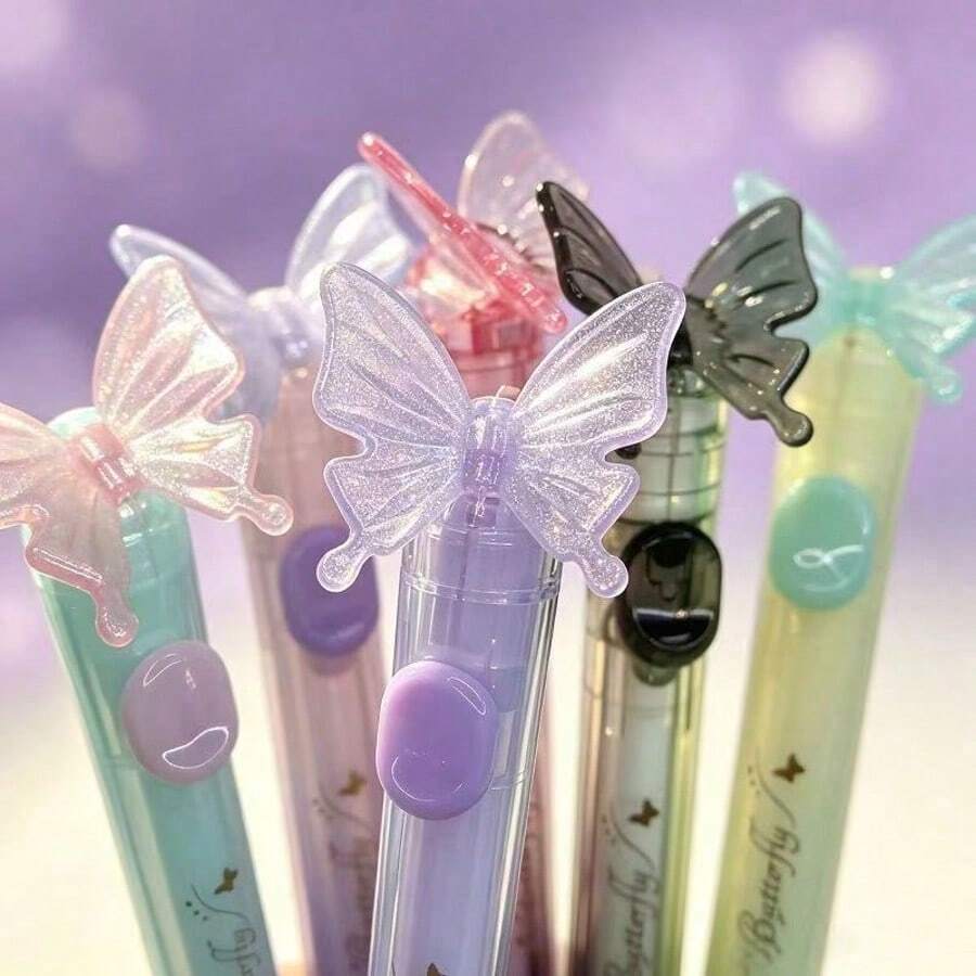 Bút bi bấm Butterfly thân màu gradient sáng tạo, ngòi 0.5mm mực đen, bút mực nước cực thu hút dùng luyện thi - Nhiều màu - Xem 1