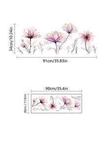 1pc Flower Print Wall Sticker, Modern PVC Waterproof Wall Decal For Bedroom, Living Room,Stickers,Wall Decal, Vinyl Decal For Home Decorations,Spring Decoration Items Refresh Your Home,Rama Decoration Stickers Gifts Birthday Graduation - Pink - View 2