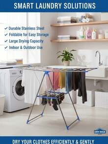 Foldable Clothes Drying Rack, Gullwing Stainless Steel Laundry Airer, Portable Space Saving Indoor Outdoor Garment Rack With Shoe Shelf For Balcony, Apartment, Laundry Room - A - View 2