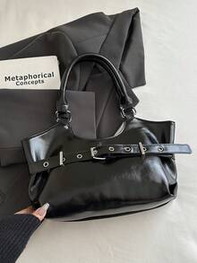 This Stylish Retro-Finish Glossy Handbag/Underarm Bag Is Perfect For Everyday Outings And Suits Various Styles And Occasions. - Multicolor - View 3